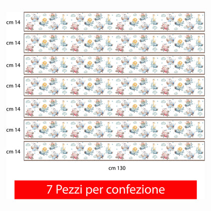BipBop stickers. Bordo murale"Animali in Aereo" Greca decorativa per pareti cameretta bambini, adesivo riposizionabile e lavabile, facile applicazione e rimozione. (Animali in aereo)