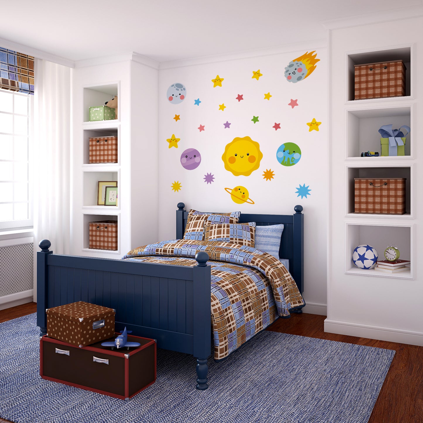 BipBop Stickers "Pianeti" Adesivi murali in tessuto Premium" per bambini attacca e stacca, Sicuri e Atossici. Decora le camerette dei bambini. Unici e creativi