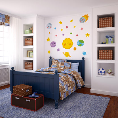 BipBop Stickers "Pianeti" Adesivi murali in tessuto Premium" per bambini attacca e stacca, Sicuri e Atossici. Decora le camerette dei bambini. Unici e creativi