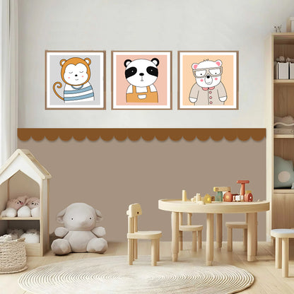BipBop Stickers – Set 3 Quadri Cameretta Bambini 30x30 cm | Stampe Decorative con Teneri Animali | Decorazioni Moderne per Camera Neonato, Bimbo e Bambina