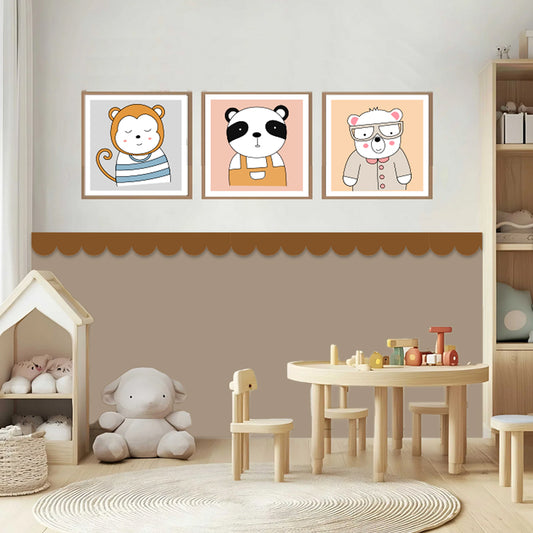 BipBop – Set 3 Quadri Cameretta Bambini con Cornice in Legno Naturale – Decorazioni Parete Cameretta Neonato – Set da Parete per Camera Bimbo e Bimba – mis. 40x50-30x30-40x50-Animals (Animal Tris)
