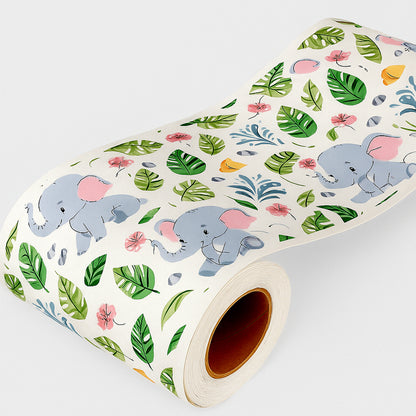 Bordo murale "Elefantini" Greca decorativa per pareti cameretta bambini, adesivo riposizionabile e lavabile, facile applicazione e rimozione. Scopri tutta la collezione