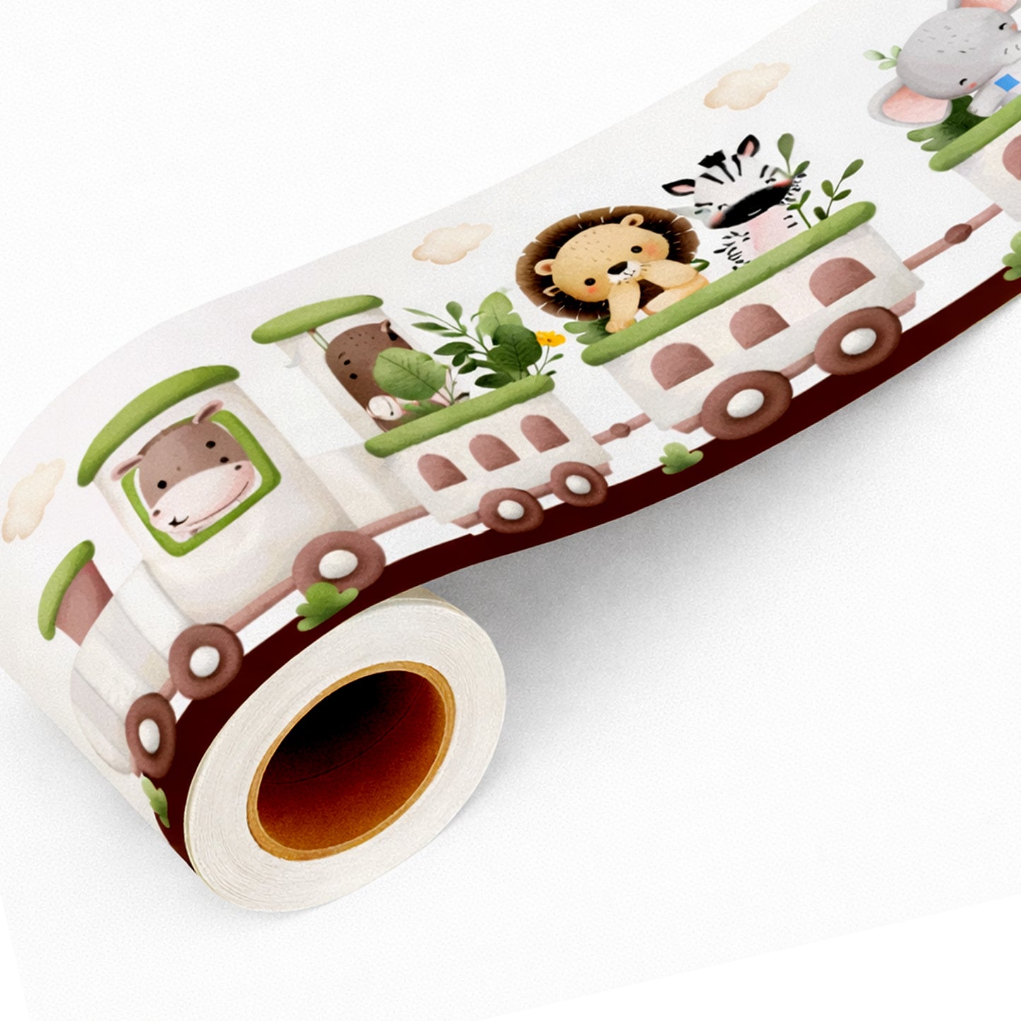 BipBop stickers. Bordo murale "Simpatico trenino" Greca decorativa per pareti cameretta bambini, adesivo riposizionabile e lavabile, facile applicazione e rimozione. "7 pezzi"