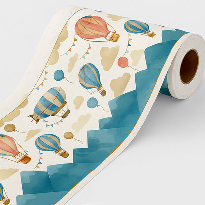 Bordo murale adesivo “Mongolfiere” – Greca decorativa "lunghezza 9 metri" per la camera bambini, adesivo riposizionabile e lavabile, ideale per arredare la cameretta. Vedi tutta la collezione