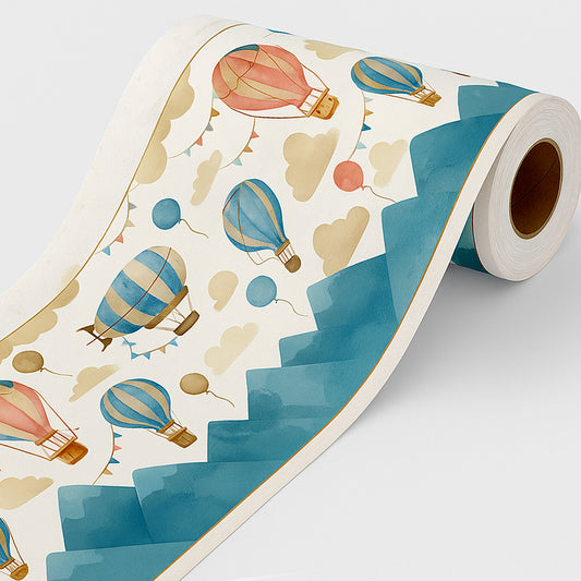 Bordo murale adesivo “Mongolfiere” – Greca decorativa "lunghezza 9 metri" per la camera bambini, adesivo riposizionabile e lavabile, ideale per arredare la cameretta. Vedi tutta la collezione