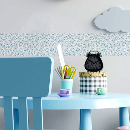 Bordo murale "Spruzzi" Greca decorativa per pareti cameretta bambini, adesivo riposizionabile e lavabile, facile applicazione e rimozione. Scopri tutta la collezione