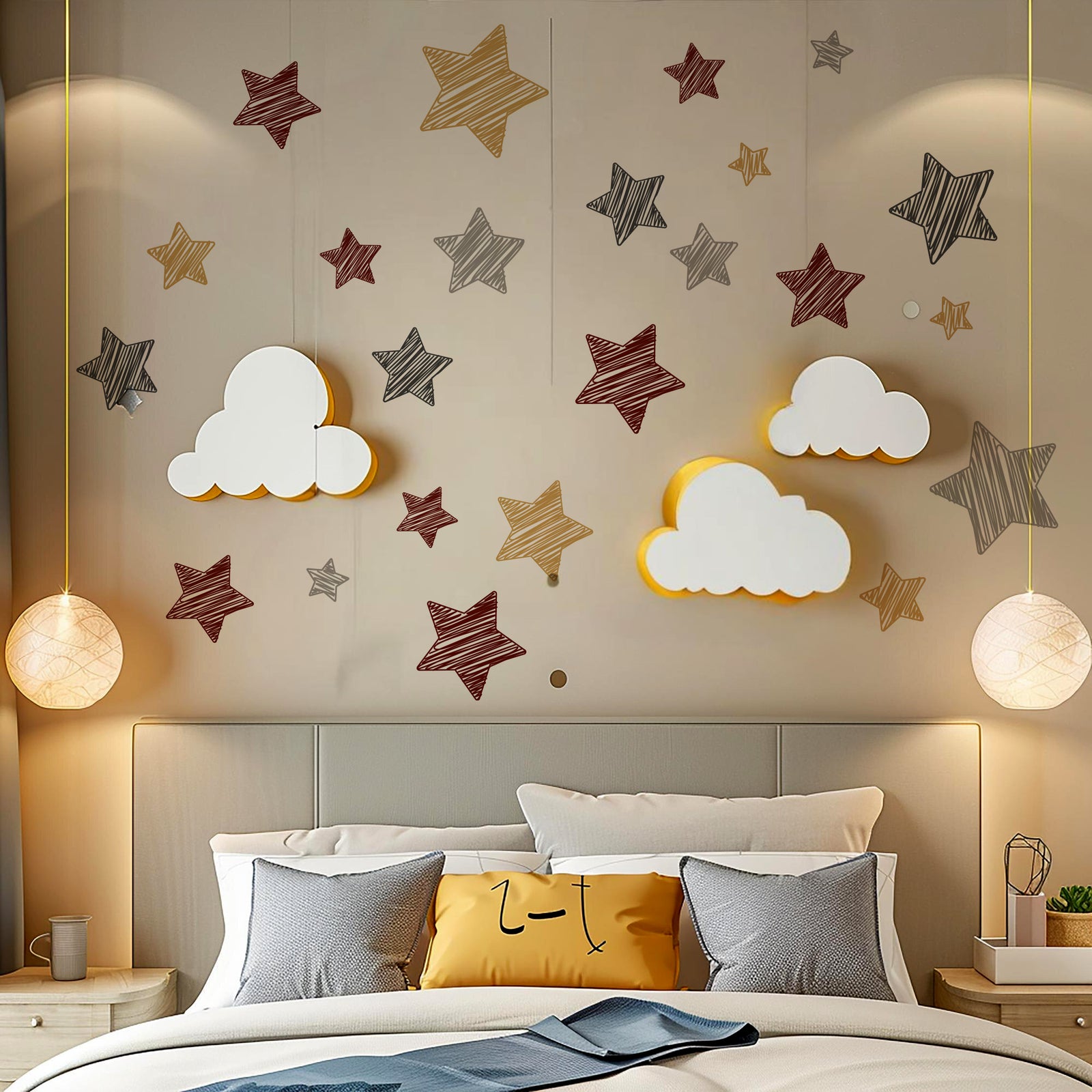 Cameretta con stelle, luna e decorazioni BipBop