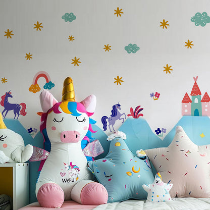 BipBop Stickers "Unicorno" Adesivi murali in tessuto Premium" per bambini attacca e stacca, Sicuri e Atossici. Decora le camerette dei bambini. Unici e creativi