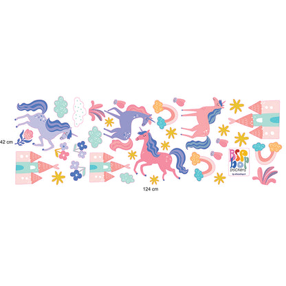 BipBop Stickers "Unicorno" Adesivi murali in tessuto Premium" per bambini attacca e stacca, Sicuri e Atossici. Decora le camerette dei bambini. Unici e creativi