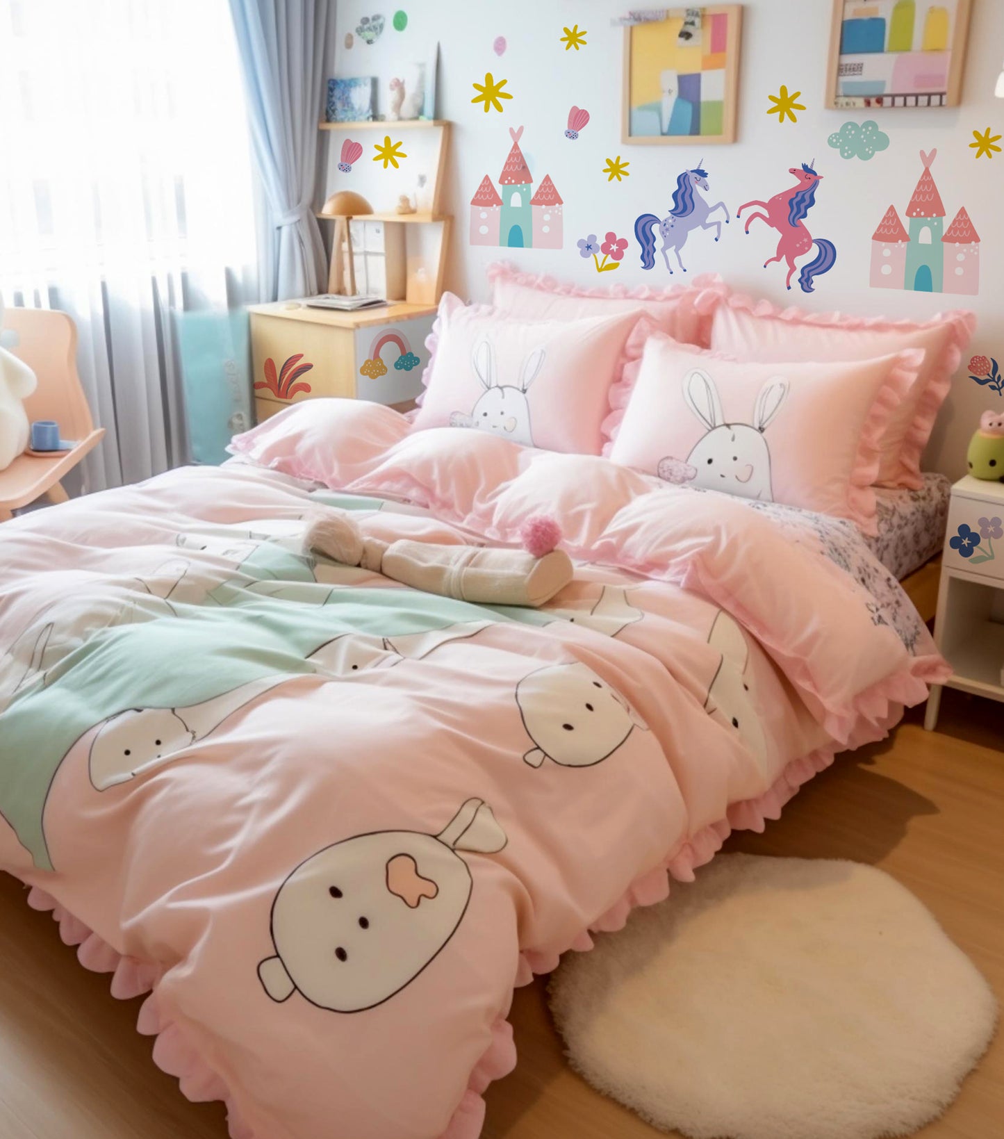 BipBop Stickers "Unicorno" Adesivi murali in tessuto Premium" per bambini attacca e stacca, Sicuri e Atossici. Decora le camerette dei bambini. Unici e creativi