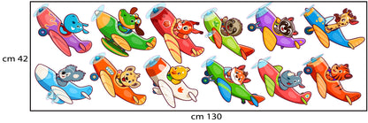 BipBop Stickers "Piccoli piloti" Adesivi murali in tessuto Premium" per bambini attacca e stacca, Sicuri e Atossici. Decora le camerette dei bambini. Unici e creativi (Piccoli piloti)