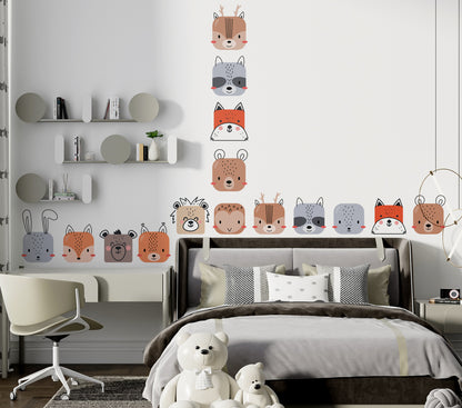 BipBop Stickers "Animals4 25 pezzi" Adesivi murali in tessuto Pemium" per bambini attacca e stacca, Sicuri e Atossici. Decorare pareti e mobili della cameretta dei bambini. Decori unici e creativi!"