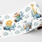BipBop stickers. Bordo murale"Animali in Aereo" Greca decorativa per pareti cameretta bambini, adesivo riposizionabile e lavabile, facile applicazione e rimozione. (Animali in aereo)